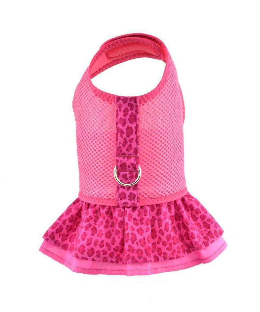 Spoiled Dog Designs - Handcrafted Pet Harness Dress - Fuchsia Air Mesh Ruffled Dress (X-Large)