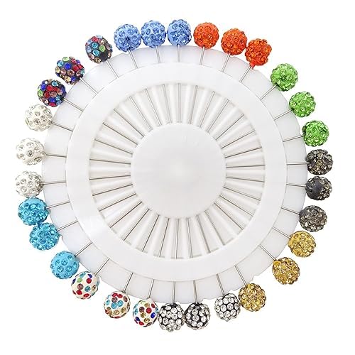 padmavathi enterprises PE - Muslim Hijab Scarf Pin Rhinestone Ball Pendant Pins Brooch Straight Head Pin for Women - 1 sheet-picture-23