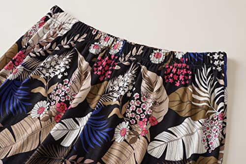Image of Vozanet Women's V Neck Sexy Pajamas Capri Sets Mexican Style Floral Sleepwear 2PCS Totem Casual Nighty Plus Size M to 5XL