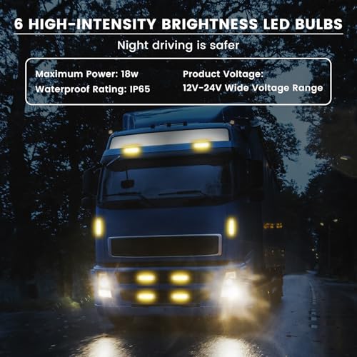 Pmqs 4 Stück 6 LED Frontblitzer, Frontblitzer Orange 12V/24V, Blinklicht Stroboskop Warnlicht, Led Warnleuchte für Truck Traktor LKW Auto Emergency Gabelstapler