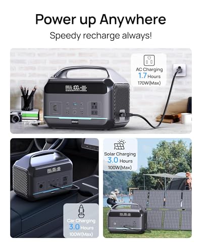 Image of DaranEner Portable Power Station 600W with Solar Panel 80W, 288Wh LiFePO4 Battery Backup w /2 AC Outlets, 1.7H Fast Charging Solar Generator for Camping, RV Travel, Home Emergencies