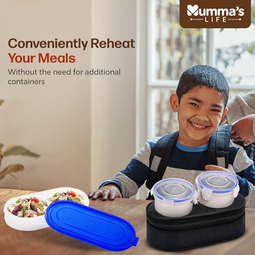 Image of Mumma's LIFE Stainless Steel Lunch Box Suitable for School, Offices and picnics(280 ML) (Black) (GLORE)