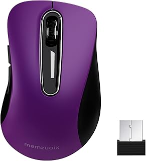 memzuoix 2.4G Wireless Mouse, 1200 DPI Computer Mice Wireless Cordless Mouse with USB Receiver, Portable Wireless USB Mouse Battery Powered Mouse Cordless for Laptop, PC, Desktop, 5 Buttons, Purple