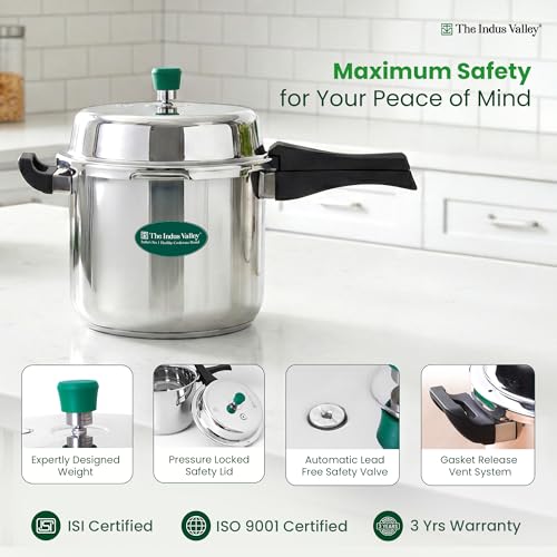 Image of The Indus Valley Stainless Steel 8 Litre Pressure Cooker Outer Lid | Induction Friendly | Tri-Ply Heavy Bottom | 100% Toxin-Free, Naturally Non-Stick