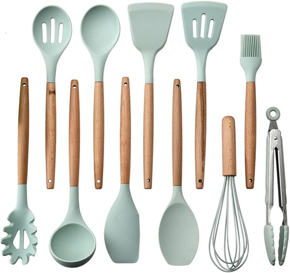 9/10/11/12 Pcs Kitchen Accessories Silicone Cooking Utensils Set Shovel Wooden Handle Cooking Set Kitchen Tools (Size : 11pcs)