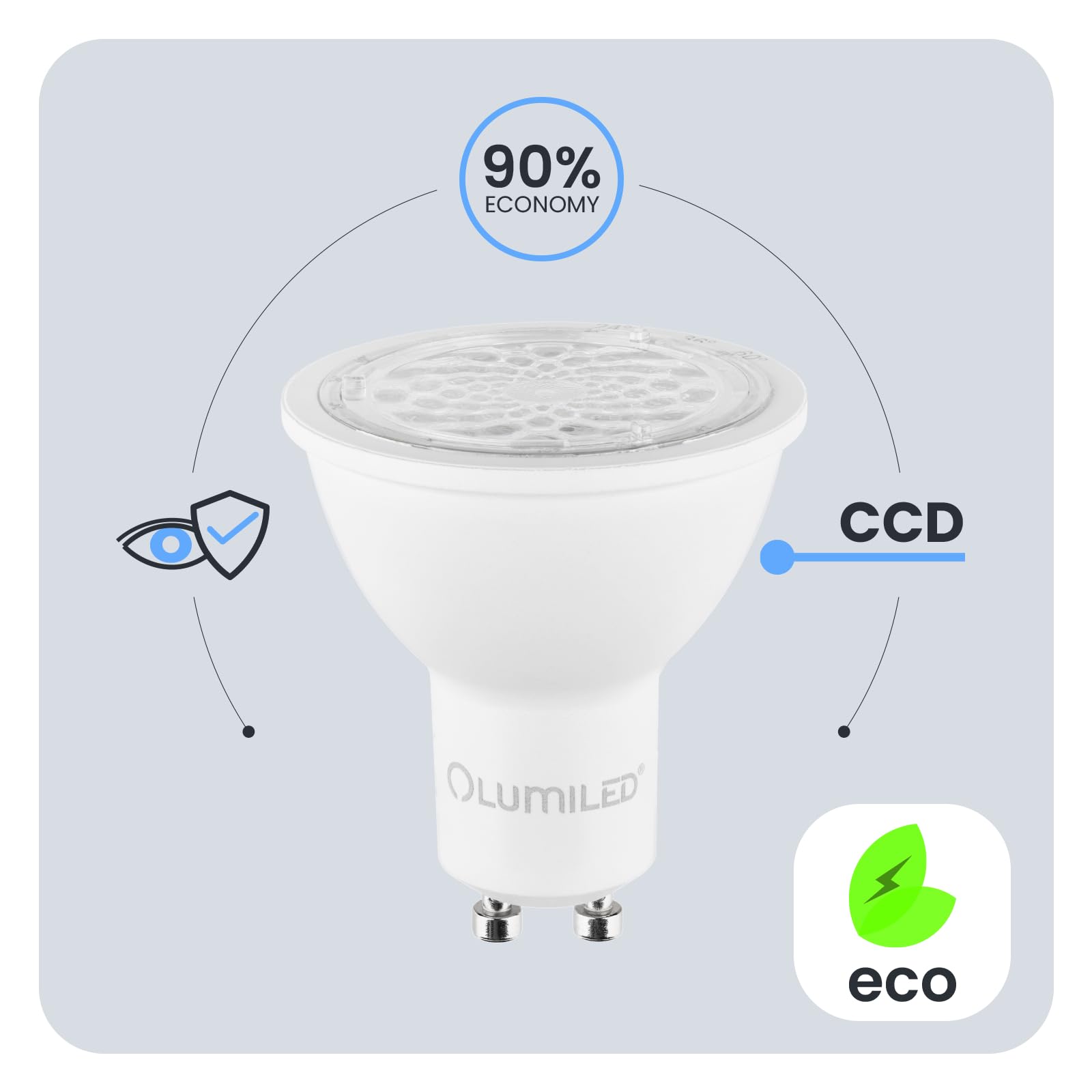 Lumiled GU10 LED, 6W 580 Lumen Leuchtmittel, 3000K warmweiß Birne Lampe Strahler Spot, ersetzt 50W 24°/36°/60° Grad Strahlwinkel Reflektorlampen Reflektor 10 Stück Energiesparlampen