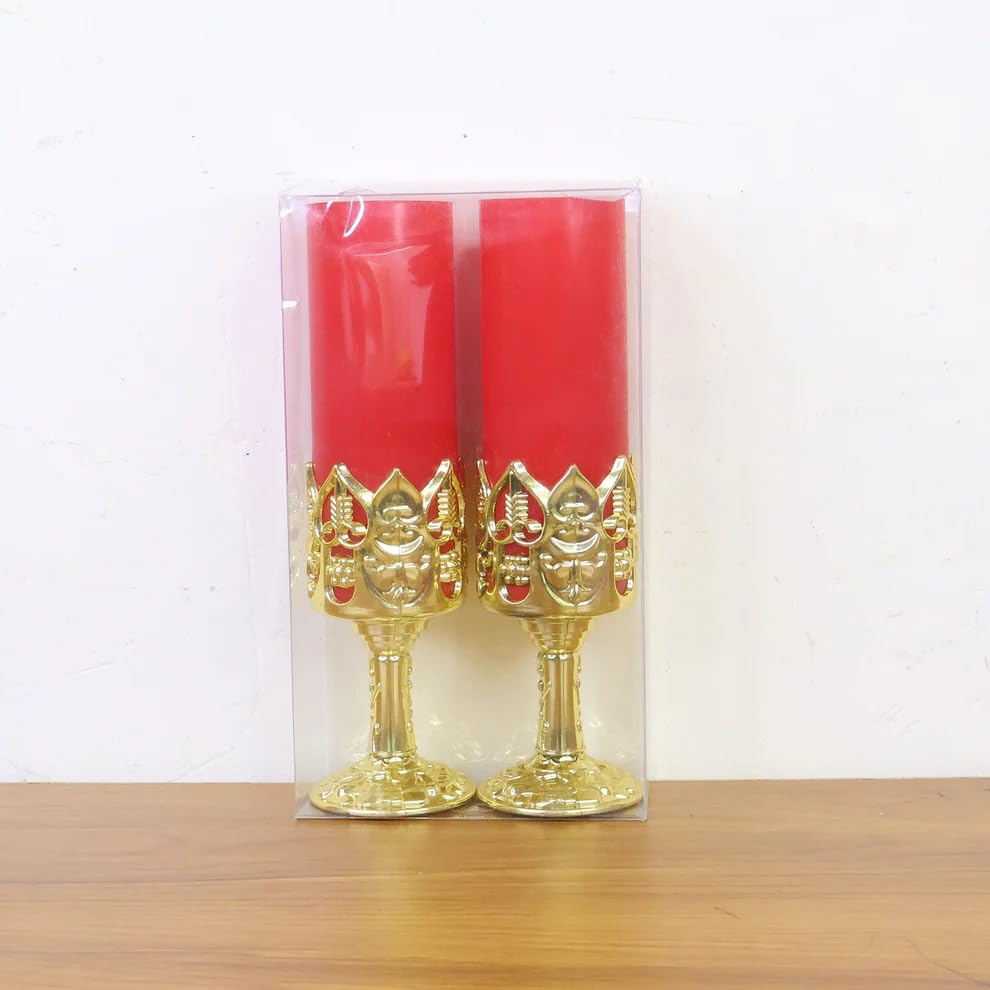 Image of Trendymart Candle Light Lamps with Golden Stand 2 Pcs Decorative LED Battery Operated Flameless Ambient Lighting for Home Decor, Festivals, Pooja, Weddings, Romantic Dinners and Perfect Gifting Choice