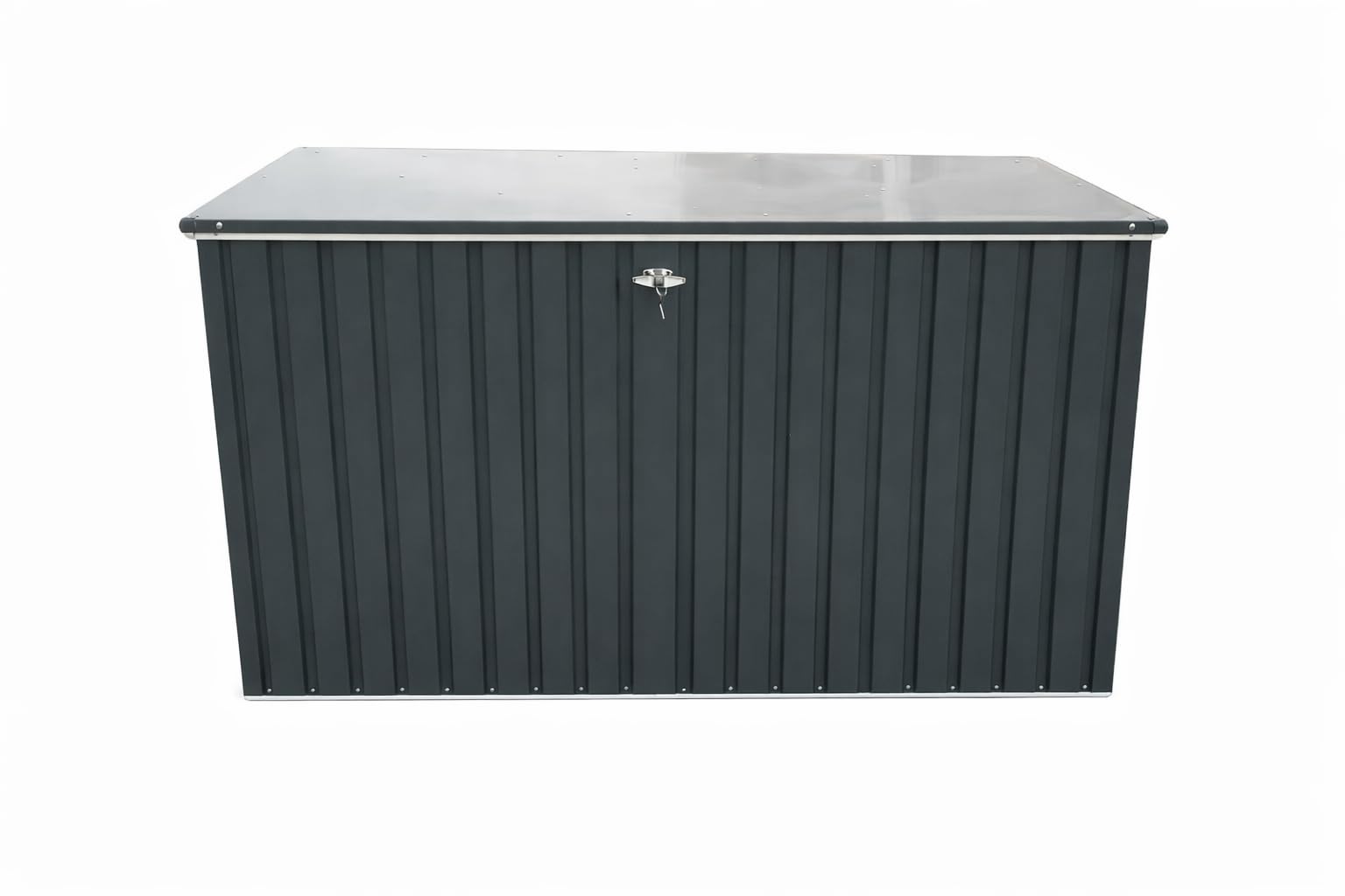 Duramax DH 1.9 (1450 L) Kissenbox aus Metall mit hydraulischer Gasdruckfeder und Vorhängeschlossöse, Terrassenbox und Gartenmöbelaufbewahrung für den Außenbereich, Anthrazit
