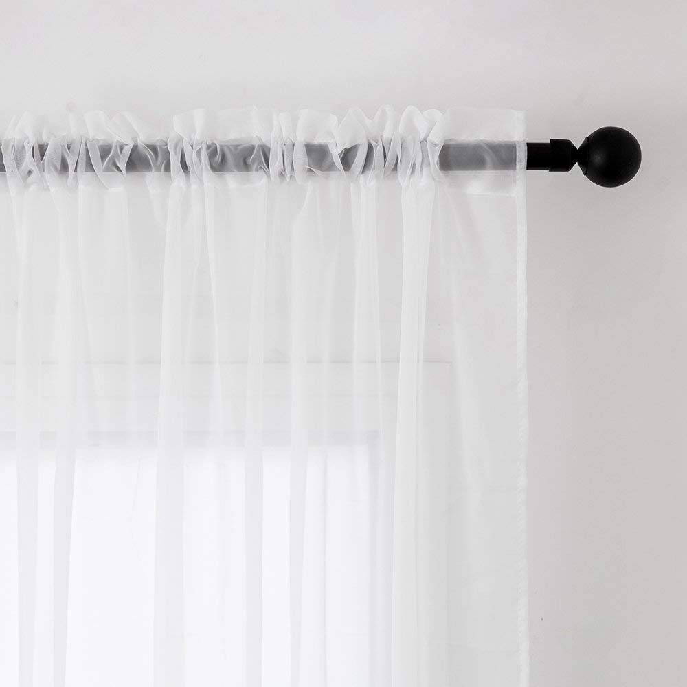 MIULEE 2er Set Voile Vorhang Transparente Gardine aus Voile Polyester Schlaufenschal Transparent Wohnzimmer Luftig Dekoschal für Schlafzimmer Rod Pocket