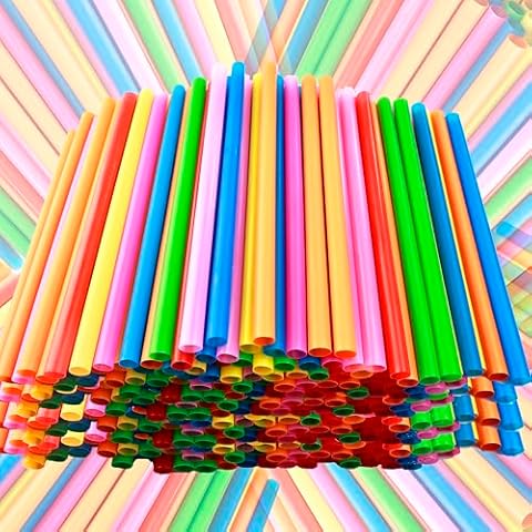200 pcs Jumbo Smoothie Straws, Colorful Disposable Wide-mouthed Large Straw Cover