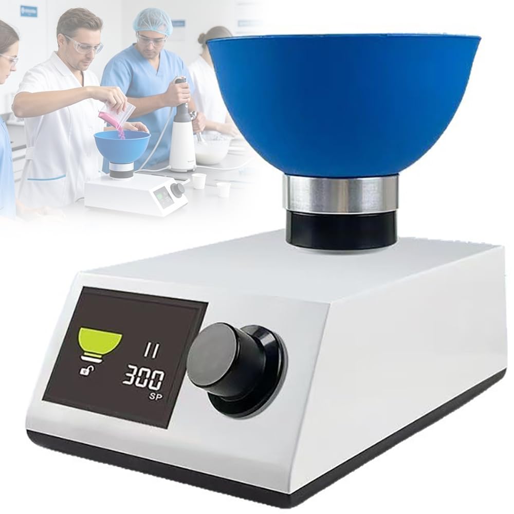 WHOOLEFUN Dental Plaster Mixer, Alginate Impression Material and Gypsum Mixer with 2 Bowls, 0-300RPM Adjustable Speed, Fast & Foam-Free Mixing‌, LCD Display, for Dental Clinics, Laboratory
