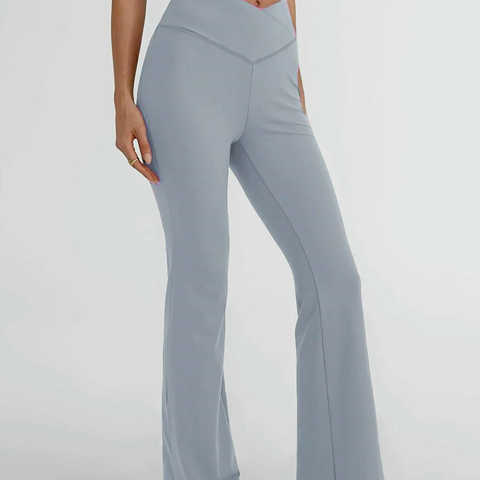 Legginsy dla kobiet UK damskie spodnie do jogi Crossover Tummy Control wysoki stan Flare Bootcut spodnie coffee-L
