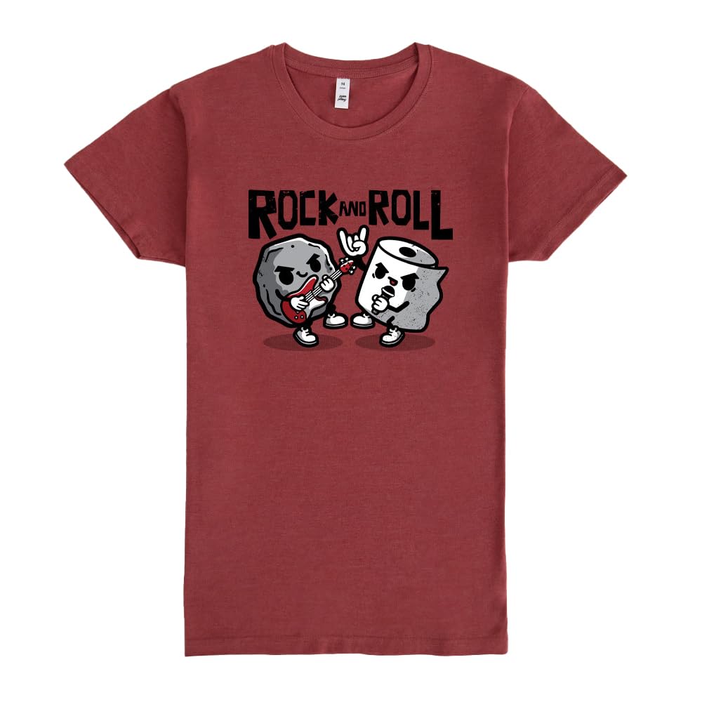 Pampling Camiseta de Manga Corta, 60% Algodón, Ropa Unisex para Hombres y Mujeres en 5 Tallas, Camiseta Burdeos, Modelo Rock and Toilet Roll