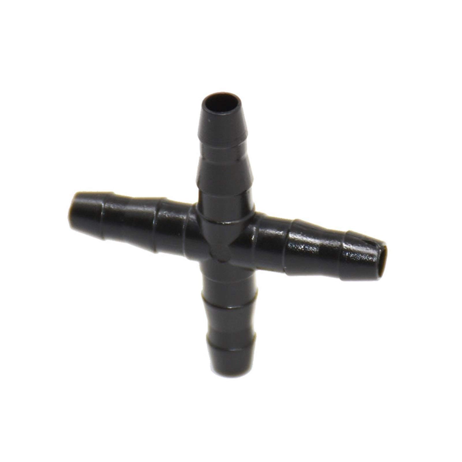 Adattatore per Tubo Flessibile per Uso Domestico 1/4 "Connettore a Croce 4/7 Tubo Flessibile a 4 Vie Divisore per Irrigazida Giardino Barb Irrigazia Goccia Raccordo 1000 Pezzi/Nero