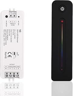 RF Wireless RGB LED Strip Controller - Magnetic Wall-Mounted Sensitive Touch Slide Remote Kit, Brightness Dimmable, DC 5V-36V 8A Compatible with RGB LED Tape