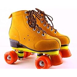 Patines Cuatro Ruedas Patinaje Artistico Patines para adultos clásicos patines artísticos, 4 ruedas patinaje para hombre y mujer, unisex, adulto, amarillo, 36