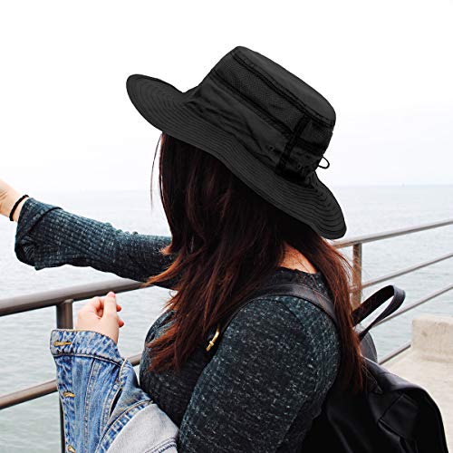Jane Shine Outdoor Sun Hat Bucket Hats For Women Sun Protection Mesh Cap Quick-Dry Upf 50+ Black #TOP5