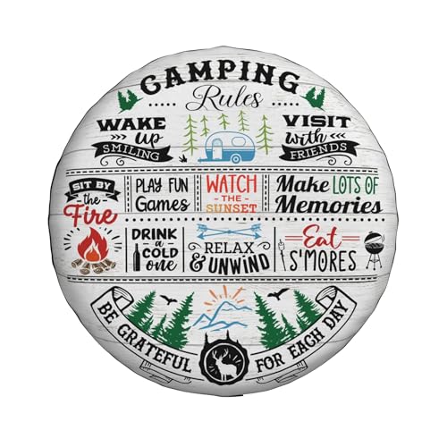 Image of Spare Tire Cover for RV Camper Camping Rules, Weatherproof Universal Wheel Cover for RV Travel Trailer Camper Truck 14inch