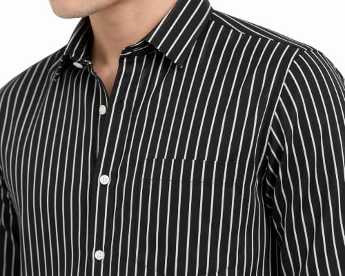 Image of Youth First Men's Cotton Blend Casual Shirt | Regular Fit Solid Full Sleeve Button Down Collared Shirts | Comfortable Formal Office Business Casual for Men