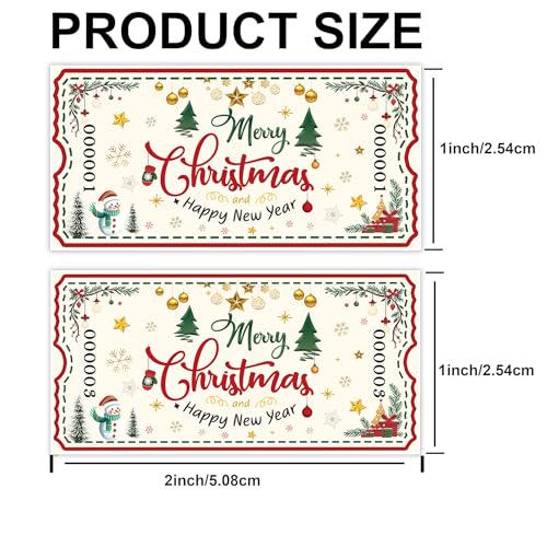 Merry Christmas Roll Raffle Tickets 1000 Pieces Tickets Drink Meal Tickets Consecutively Numbered Ticket Single Raffle Tickets for Party Theme Party Events Door Concert