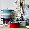 STAUB Cast Iron Dutch Oven 4-qt Round Cocotte with Glass Lid, Made in France, Serves 3-4, Black