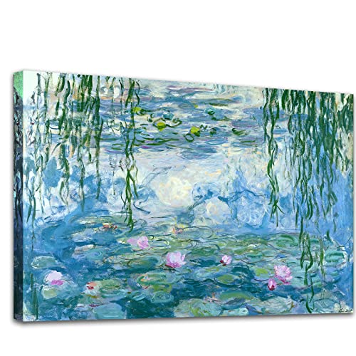 Large Water Lilies By Claude Monet Canvas Wall Art Famous Painting - Classic Canvas Art Wall Decor Picture Print With Framed For Home Office Wall Decor-24" X36" #TOP7