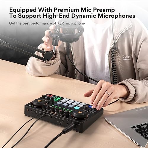 Image of Audio Interface-Podcast Equipment-MAONO-MaonoCaster-All in One - Portable Podcast production Studio with premium mic preamp for Podcast Recording, Streaming, Youtube, DJ, PC, Smartphone (AME2)