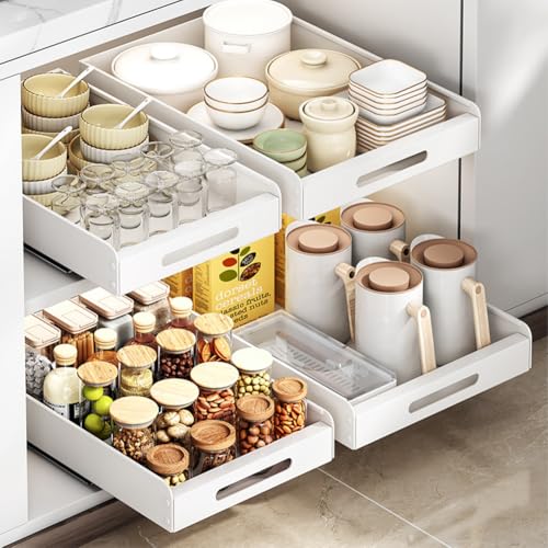 Estantes extraíbles de acero al carbono, no requiere taladro, perfectos para despensa de cocina, ancho de ahorro de espacio, diseño fácil de deslizar