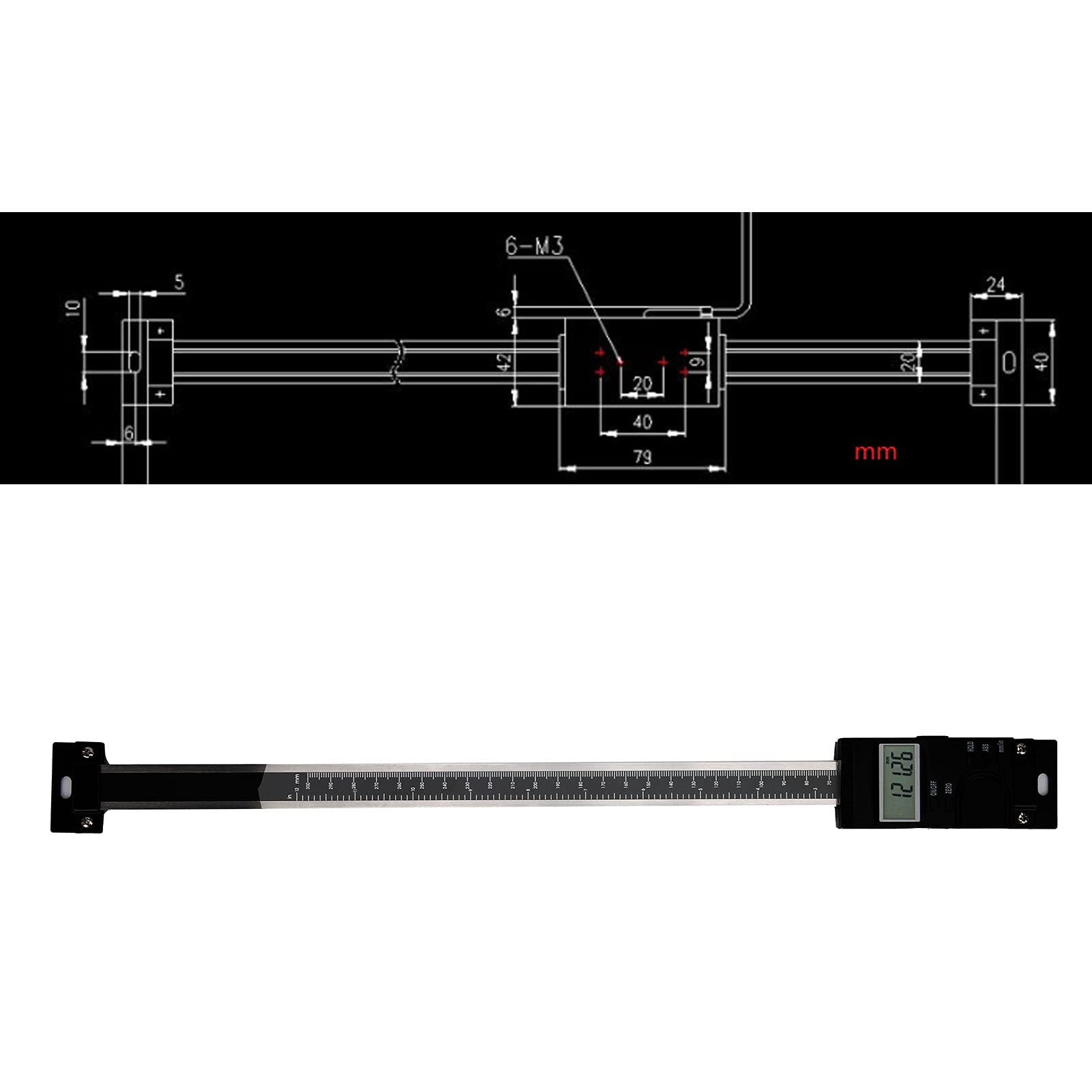 Calibrador Vernier digital Herramienta de medición con pantalla LCD Lectura métrica de 0 300 mm en pulgadas para máquinas herramientas Aleación de aluminio y plástico