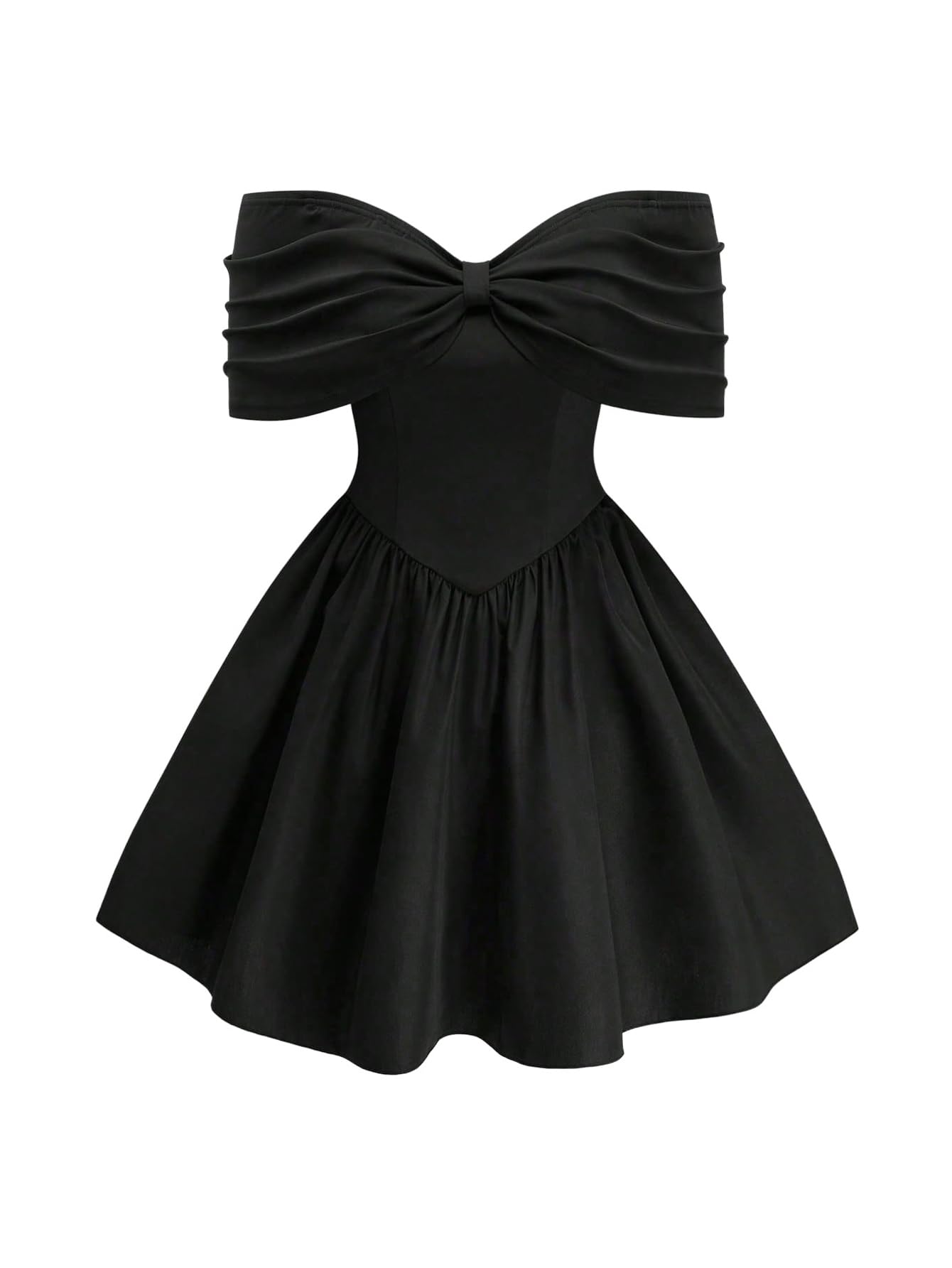 SOLY HUX Womens Plus Size Dress Off The Shoulder Short Sleeve Ruched A Line Flared Cocktail Party Short