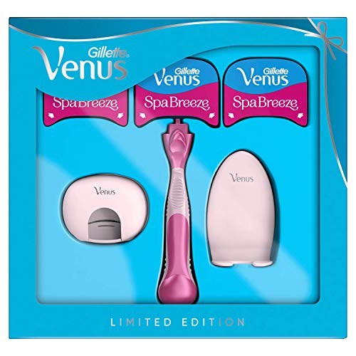 Venus Gift Set for Women Comfortglide Spa Breeze Women's Razor Limited Edition + 2 Blade Refills + Travel Cover + Hanger - Suitable For a Christmas Gift