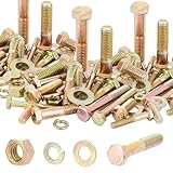 Blulu 2、510個 グレード 8 ボルトとナットキット、1/4-20、5/16-18、3/8-16、7/16-14、1/2-13 ヘビーデューティ ナットとボルトの詰め合わせ、さまざまな締結シナリオに対応、ファスナーのみ(亜鉛イエロー)