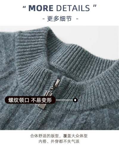 Men's Zipper Half Cardigan Business Casual Twisted Loose Sweater Long Sleeve Cable Knit Sweater2