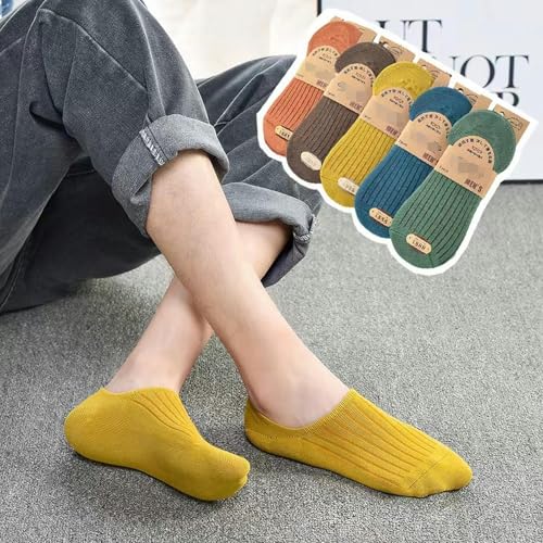 5 pairs - Men's retro style slim striped boat socks, student business simple and personalized short tube socks2