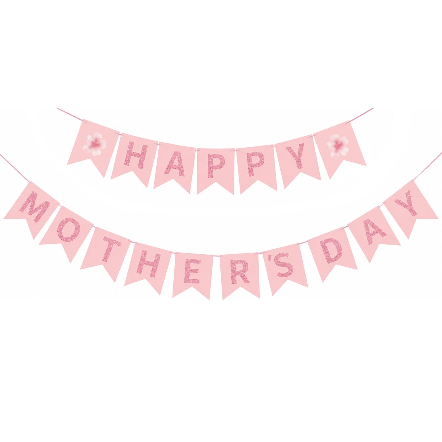 Photo 1 of Happy Mother's Day Decorations Banner, Mothers Day Decor Sign Banner for Mom Party, Fireplace, Mantle, Wall Decor, Reusable Farmhouse Photo Prop Pink