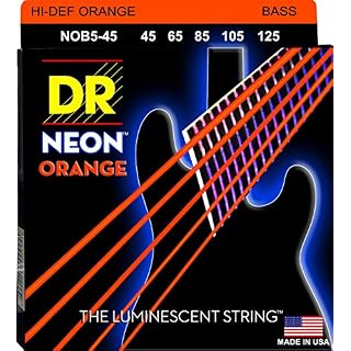 DR String NOB5-45 Neon Orange Jeu de cordes pour guitare basse - Les Beatles, Paul McCartney, John Lennon, RIngo Starr, George Harrison