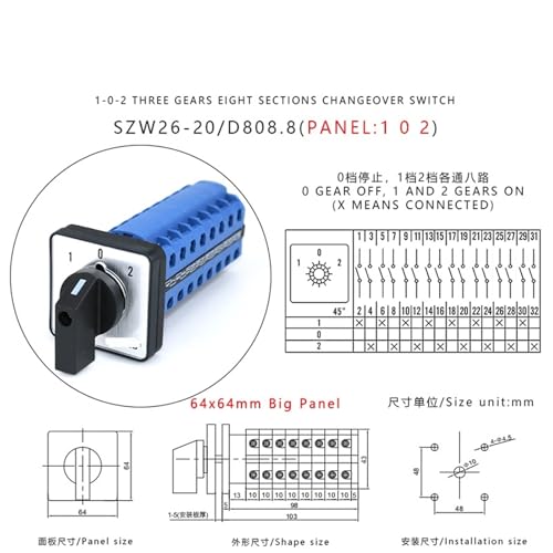 Inverseur de source triphasé 20A came rotative 8 phases 32 bornes panel