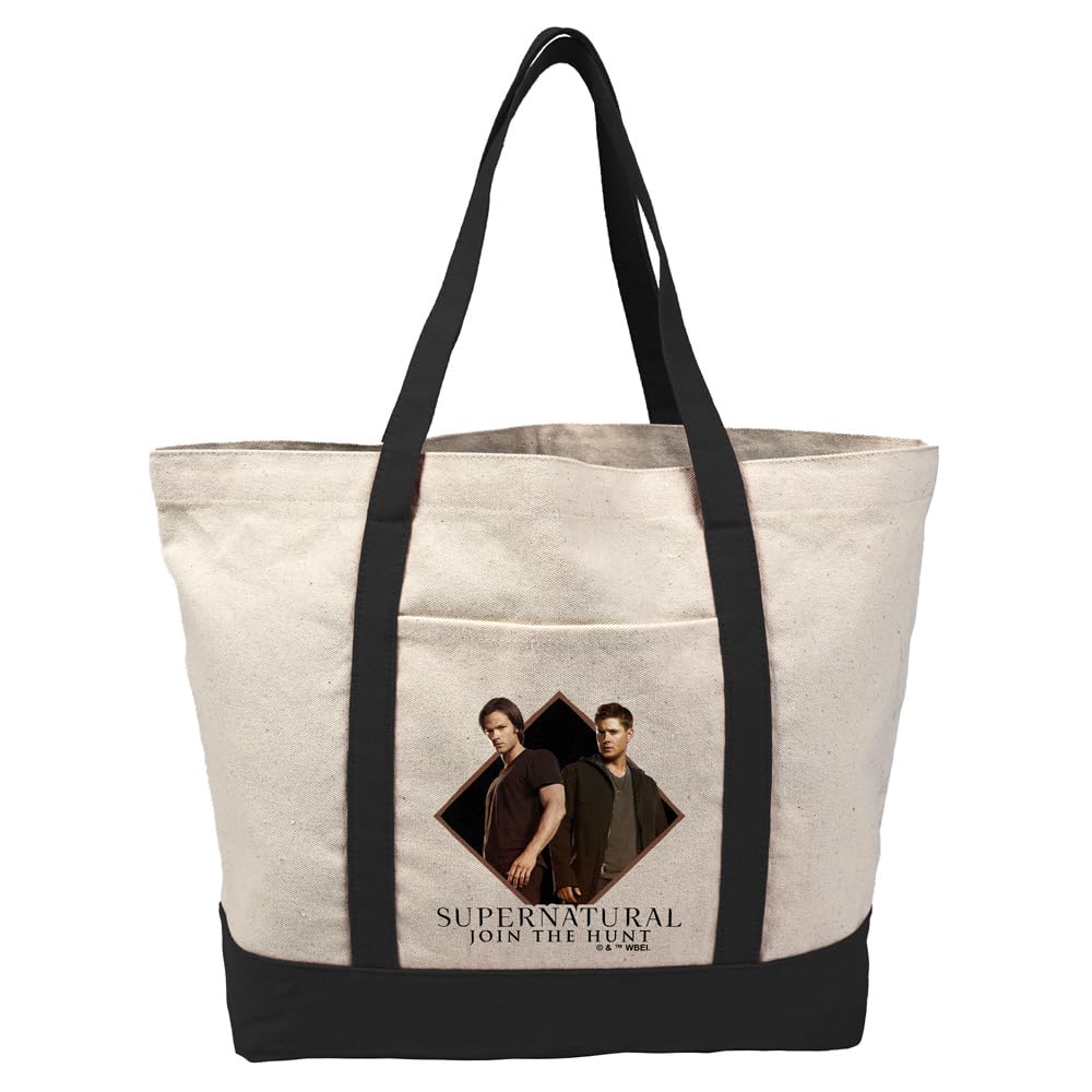 Popfunk Supernatural Brothers Tote Bag With External Pocket, Reusable Shoulder Bag for Shopping, Beach, Royal Collection