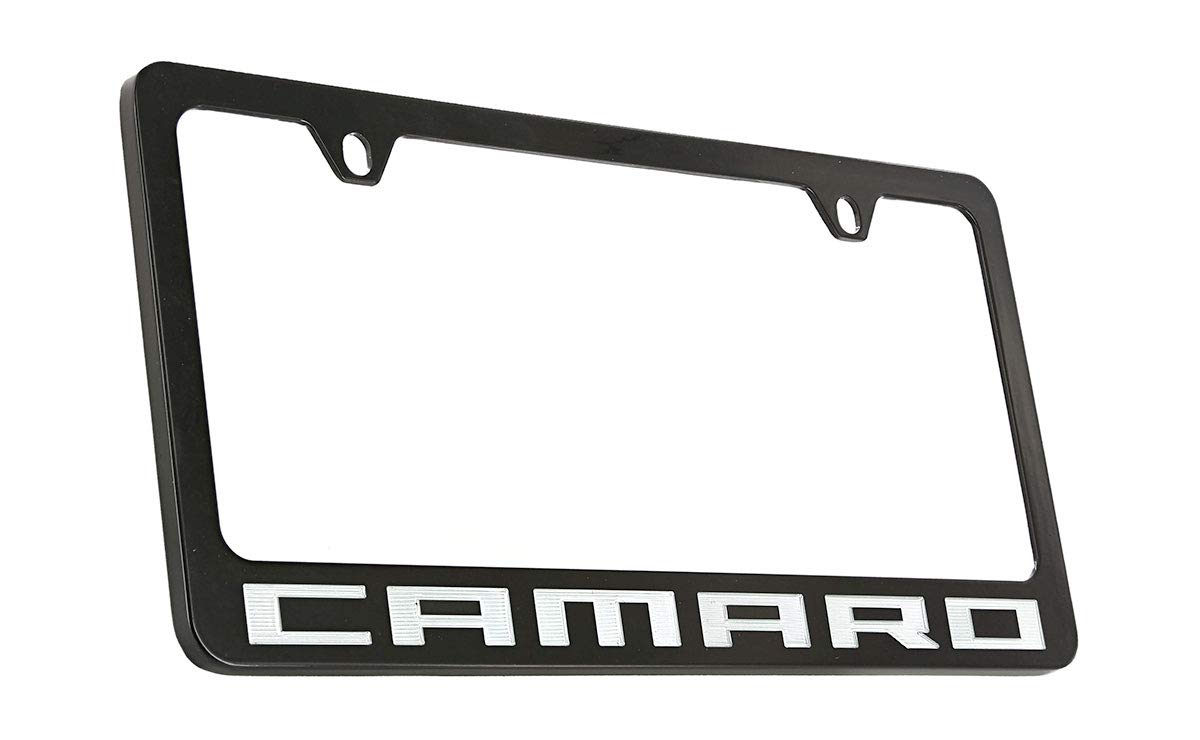 Chevrolet Camaro con revestimiento en color negro Metal License Plate Frame Holder