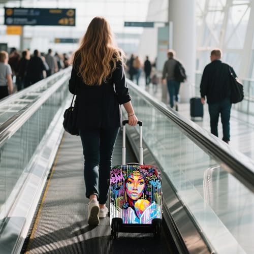 Image of WUJIAONIAO Travel Luggage Cover Baggage Suitcase Cover Protector Skins 18-32 Inch, Graffiti A8, L (for 25--28 inch luggage), Fashion