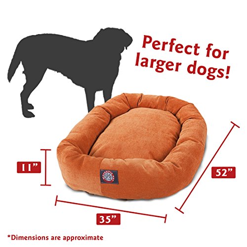 Image of Majestic Pet Villa 52 Inch Shredded Memory Foam Dog Bed for X-Large Sized Dog 52x35x11 Inch-Orthopedic Pet Bed with Removable Washable Cover-Washable X-Large Puppy Mat with Head Support-Orange