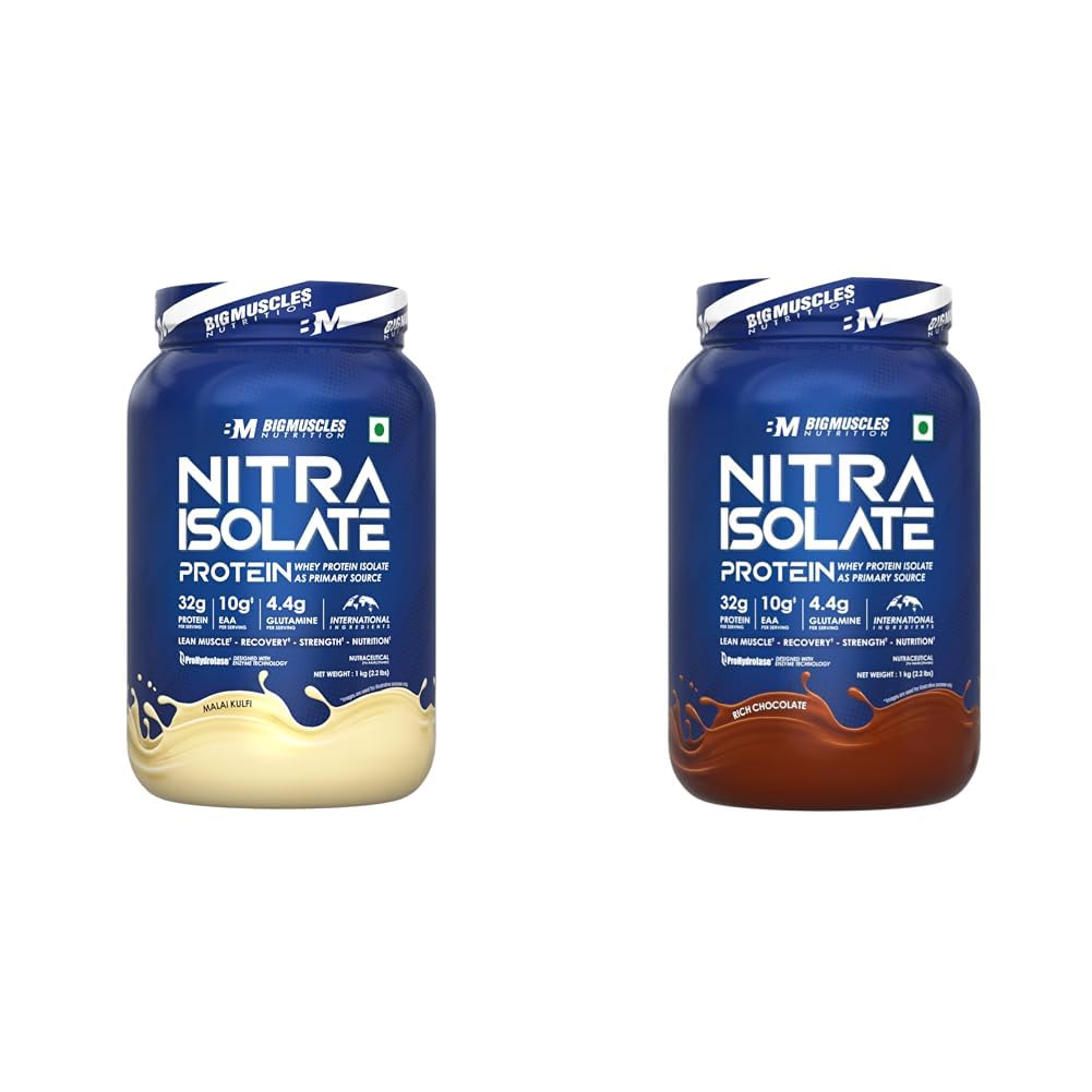 Bigmuscles Nutrition Nitra Isolate [1kg, Malai Kulfi] | 32g Protein | 10g EAA & Bigmuscles Nutrition Nitra Isolate [1kg, Rich Chocolate] | 10g EAA | Whey Protein with ProHydrolase Enzyme Tech-image-16
