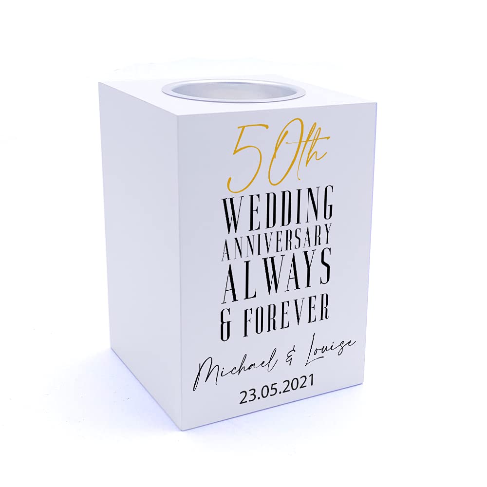 Ukgiftstoreonline Light Personalised 50Th Wedding Anniversary Tea Holder Gift