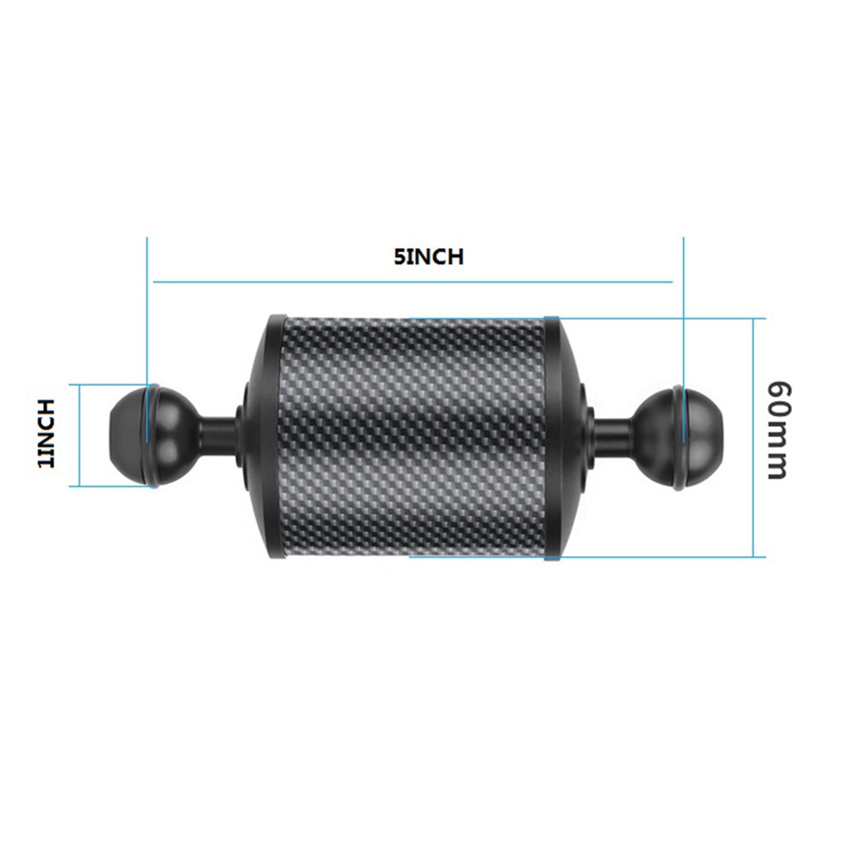 2X Brazo Acuático de Flotabilidad Flotador de Fibra de Carbono de 60 mm de Diámetro 5 Pulgadas para Bandeja de Cámara DSLR, Accesorios de Buceo Submarino, Rojo, 750062141