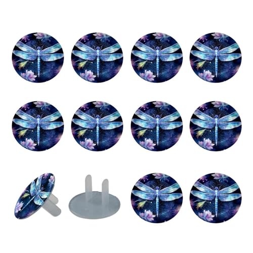 12 Pieces Dragonfly Childproof Outlet Covers Safety Socket Protection Caps for 2-Prong Power Wall Plates