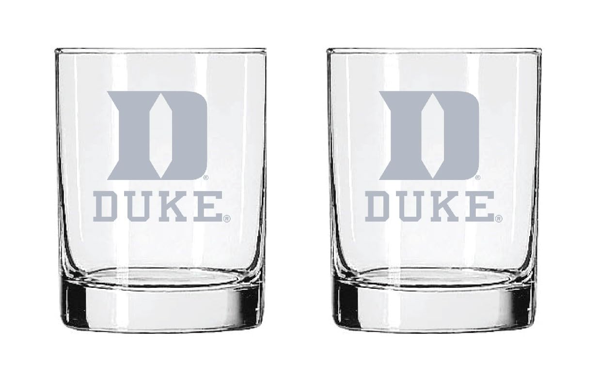 Duke Blue Devils 2-Sided Satin Finish Rock Glass Set of 2 14oz