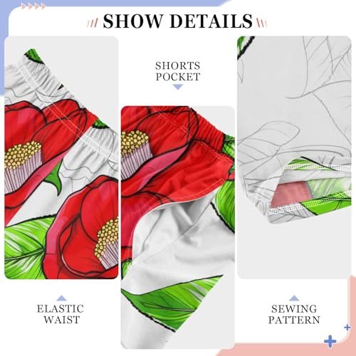 J JOYSAY Camellia Flower Foliage White Pajamas Pants Soft Long Pajama Bottoms Lounge Sleep Pants Size S-XL4