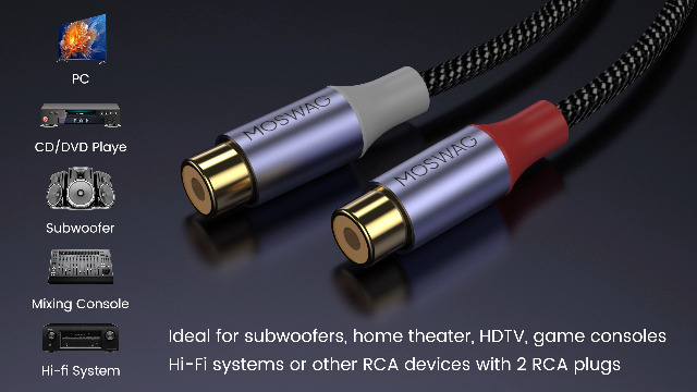 Cavo Splitter RCA Da 1 Maschio A 2 Femmine, Adattatore A Y 30,5 Cm, Per Audio Digitale S/PDIF E Subwoofer - 4