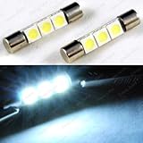 ZHOL SUPER BRIGHT White Vanity LED Light bulbs Mirror Fuse Sun Visor 3-SMD 6641 (A Pair)