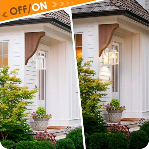 Image of MATAMEYE Large Outdoor Wall Lantern, Exterior Waterproof Wall Sconce Light Fixtures, White Front Door Lighting with Clear Beveled Glass, Anti-Rust E26 Socket Porch Lamp, 2 Pack